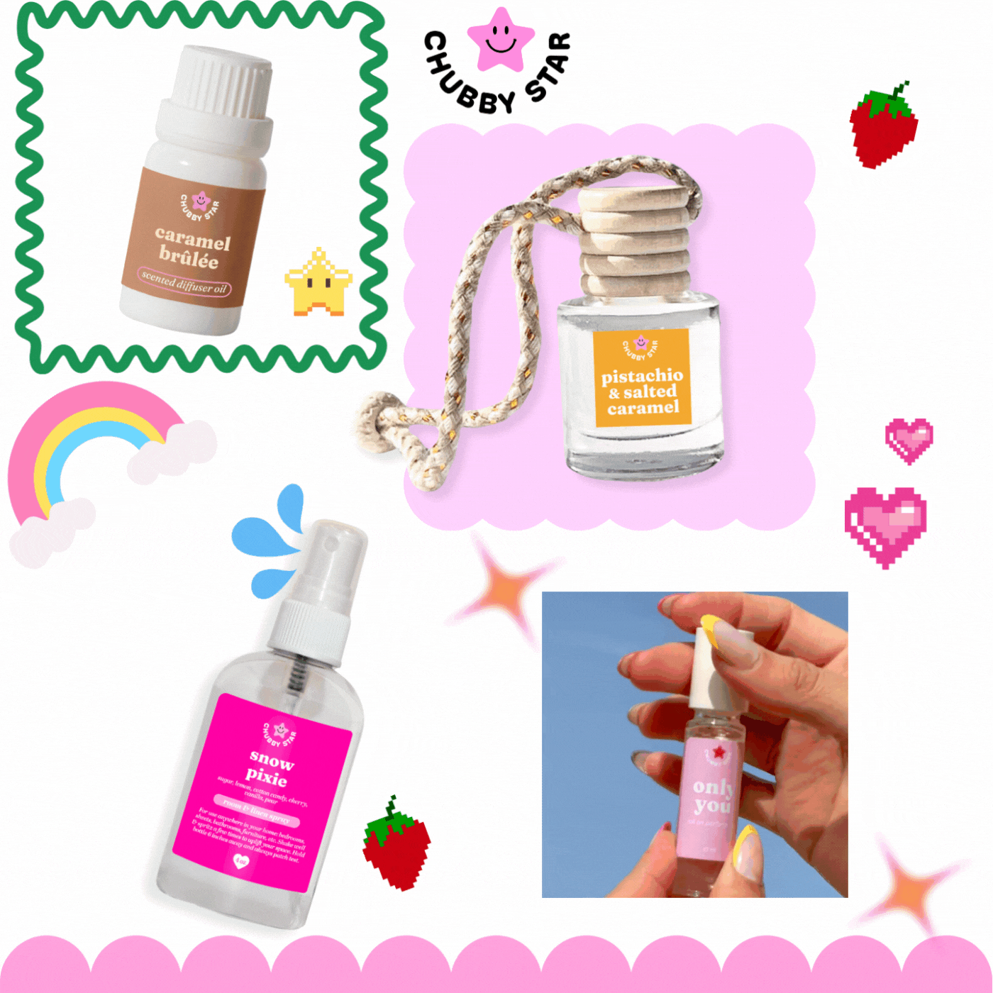 Chubby Star Fragrances is the ultimate shop for amazing scented body oils, perfume oils, car fresheners, carpet powders, laundry detergent and more!