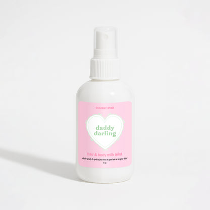 daddy darling father figure scented hair and body spray on a white background