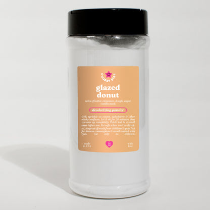 glazed donut scented carpet and upholstery powder on a white background