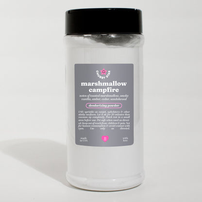 marshmallow campfire scented carpet powder scent on a white background