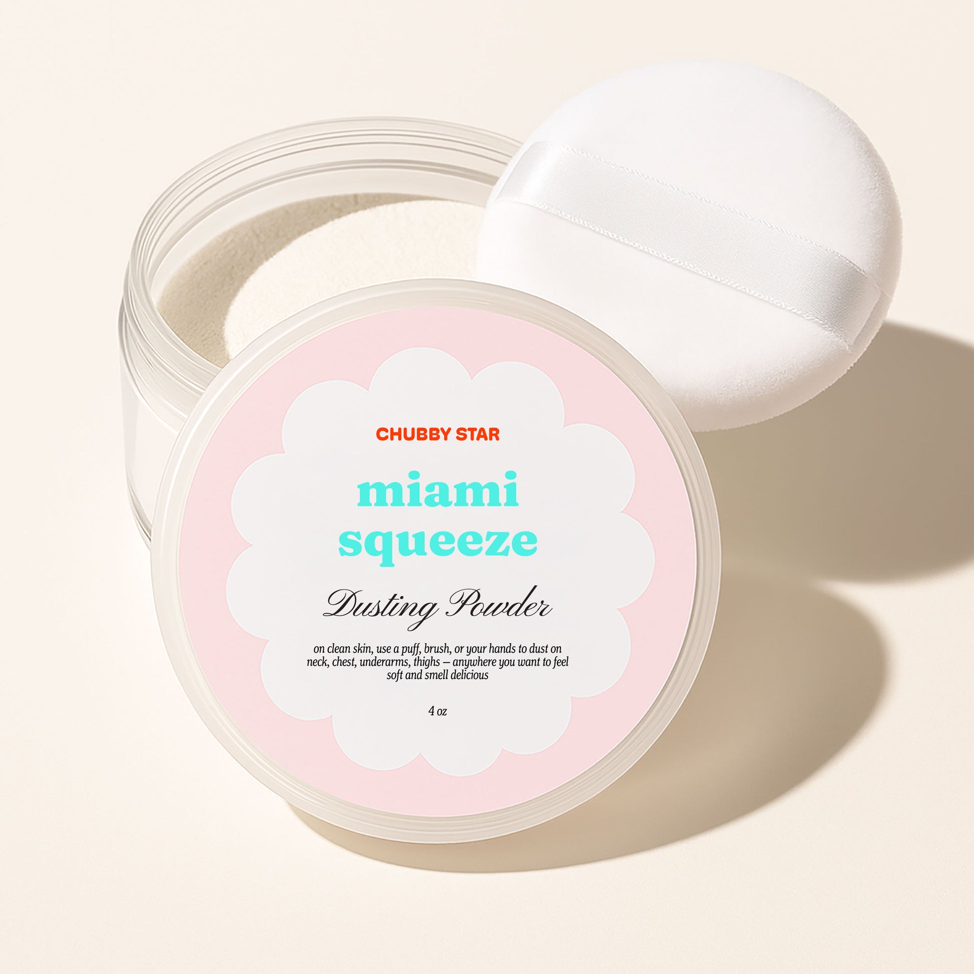 Miami Squeeze Miami Nectar scented dusting body powder on a white background