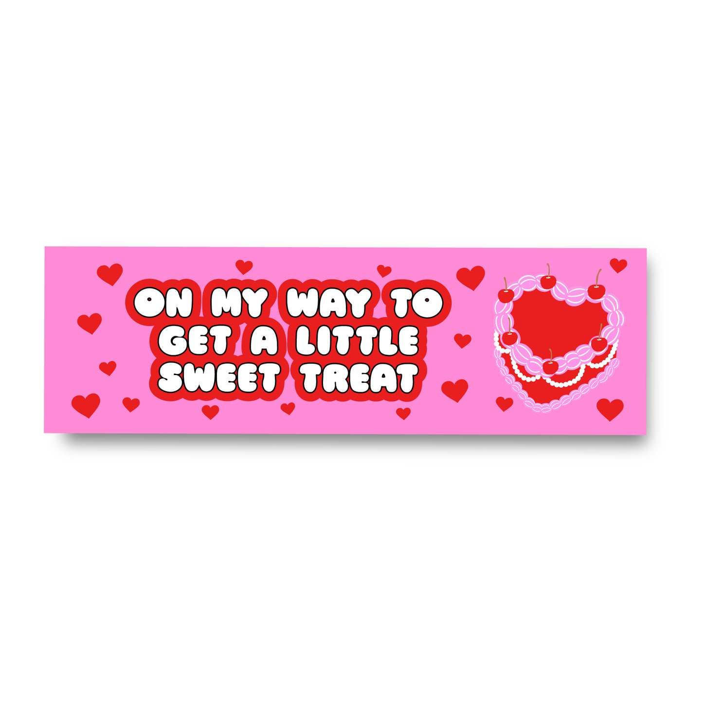 Cute pink viral tiktok car bumper sticker magnet that says On My Way To Get A Little Sweet Treat made by Shop Chubby Star